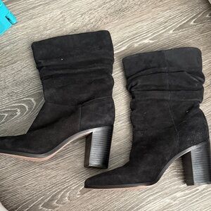 SCHUTZ Black Suede Heeled Boots
